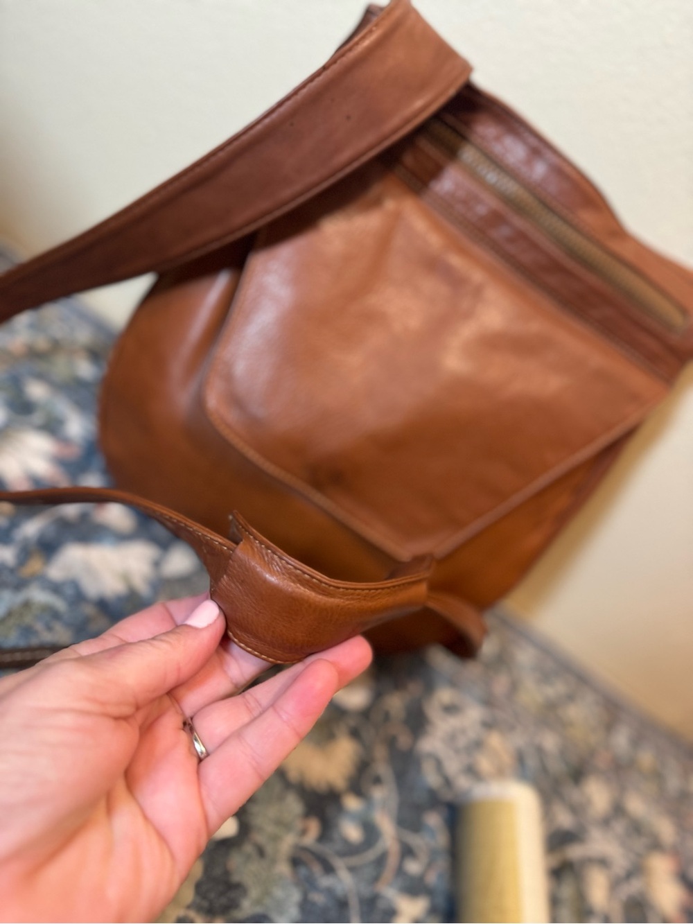TravelSmith tan leather-trimmed black tote - Picture 11 of 11
